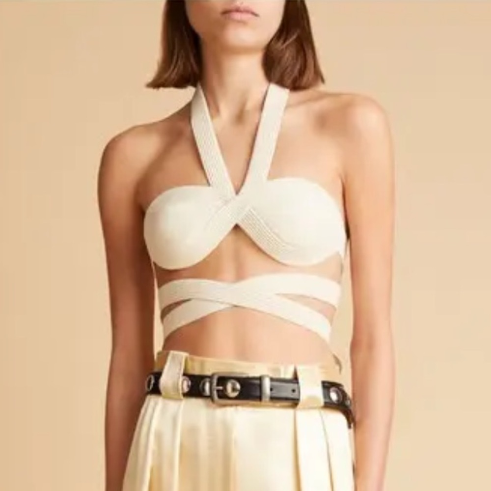 NWT KHAITE Rooke Halter Neck Bralette Top Ivory - Picture 2 of 5